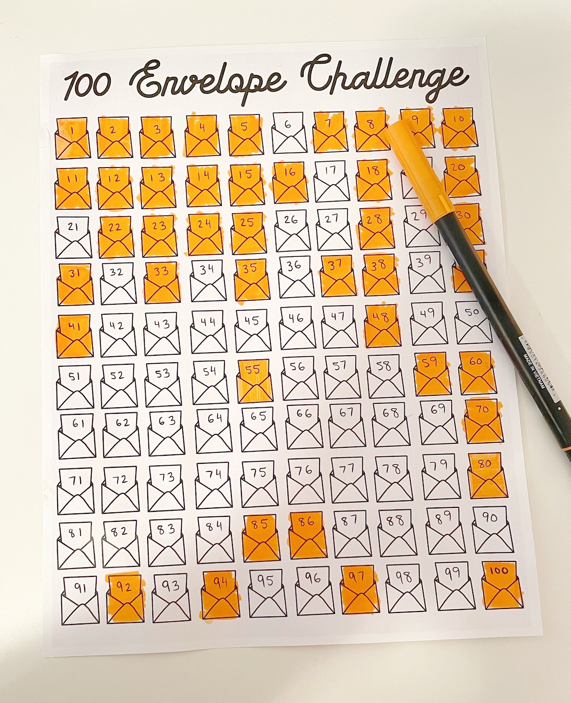 100 Envelope Challenge Math Equation