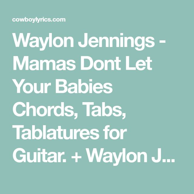 A Couple More Years Waylon Jennings Chords