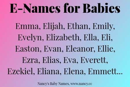 Baby Names For E