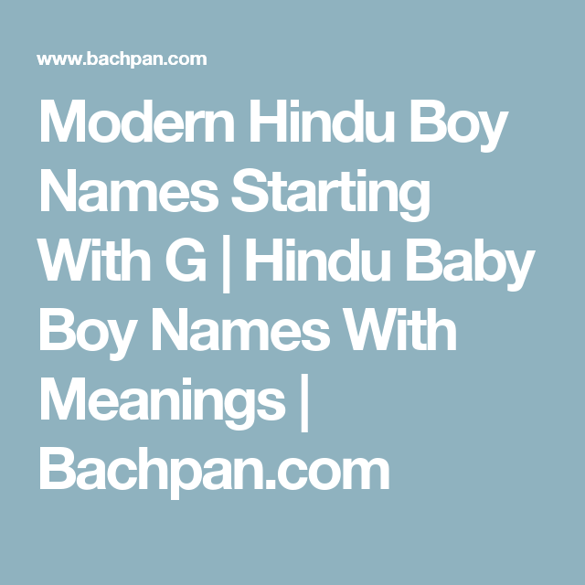 Baby Names With G For Boy