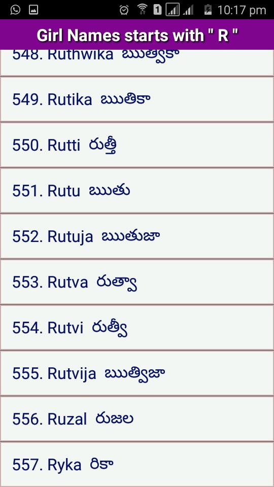 Baby Names With G In Telugu