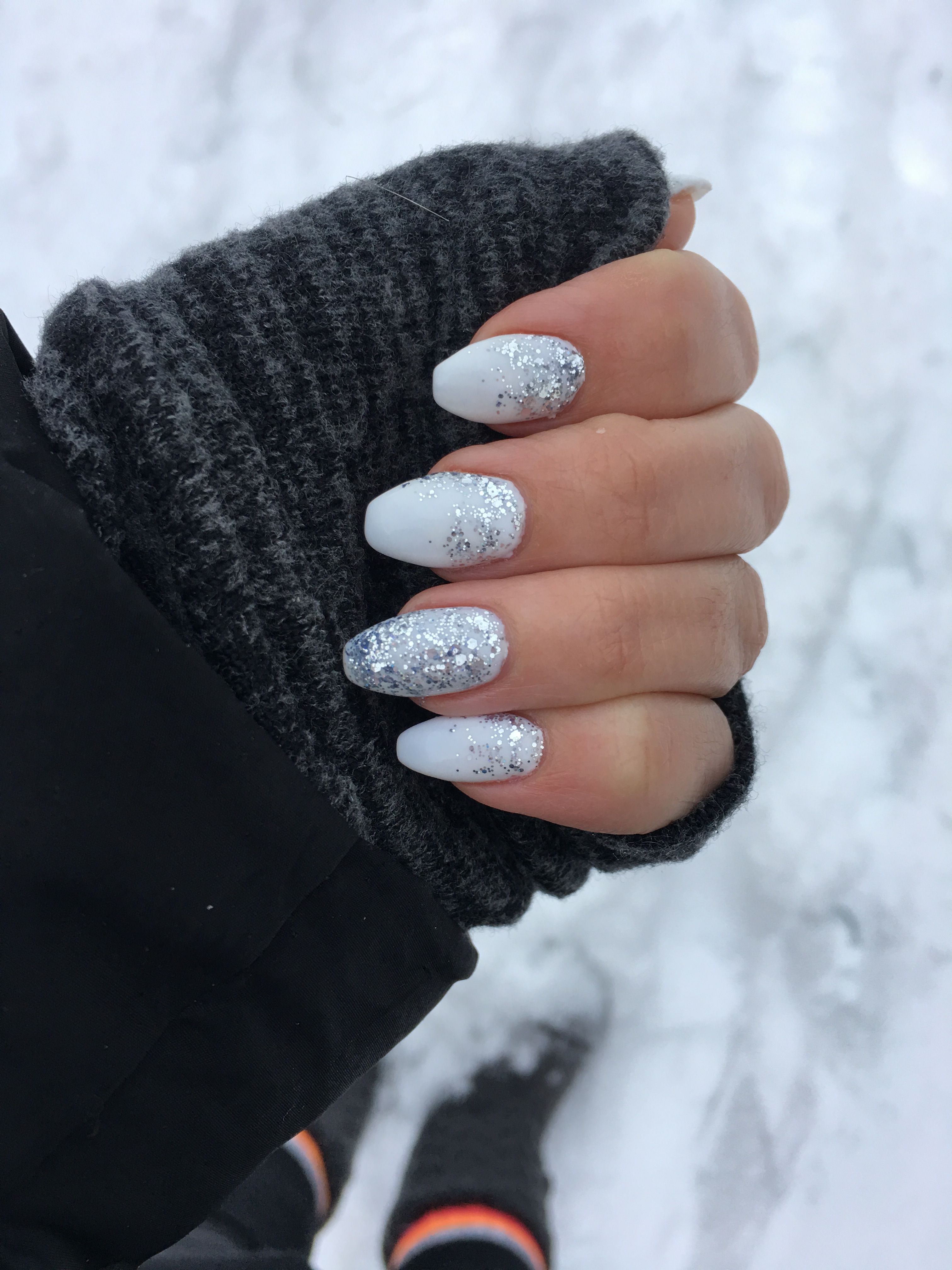 Basic White Christmas Nails