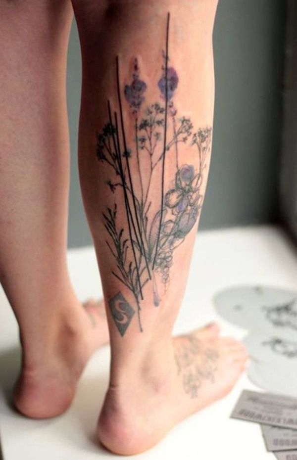 Botanical Calf Tattoo