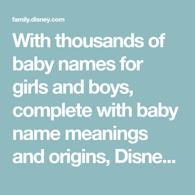 Boy Names Disney Family