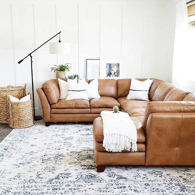 Camel Colored Leather Couch