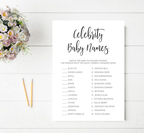 Celebrity Baby Names Quiz Printable