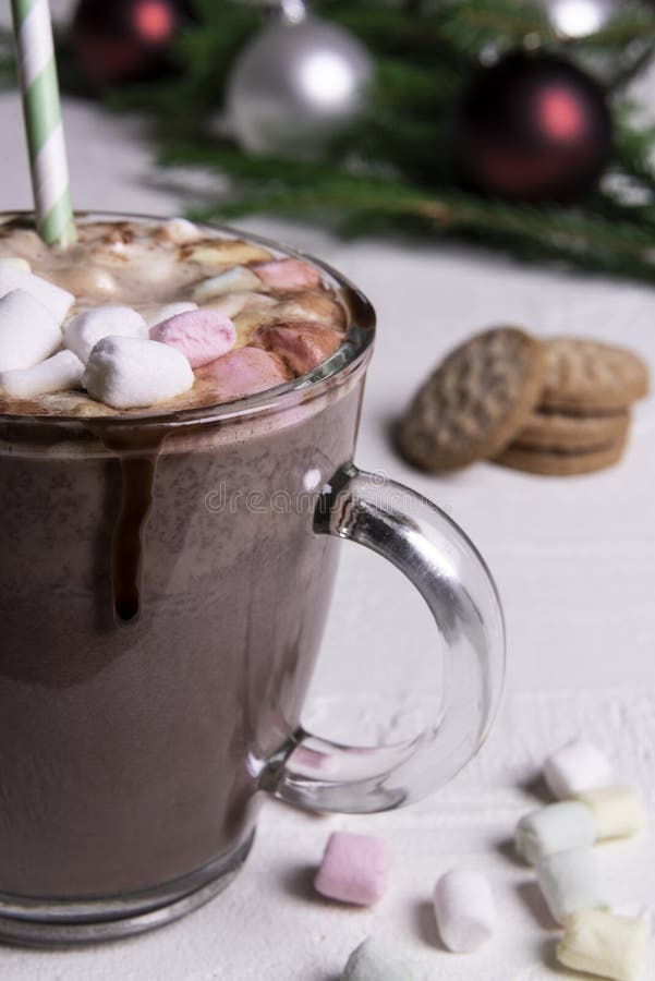 Christmas Mug With Hot Chocolate And Marshmallows