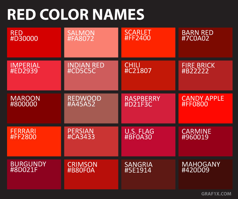 Color Names For Red Orange