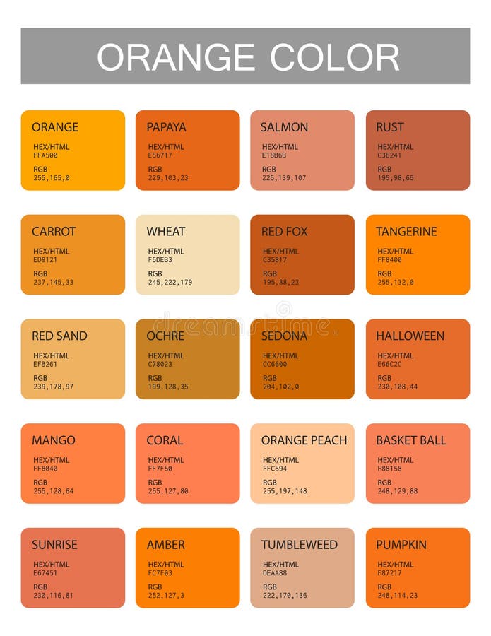 Color Names For Yellow Orange
