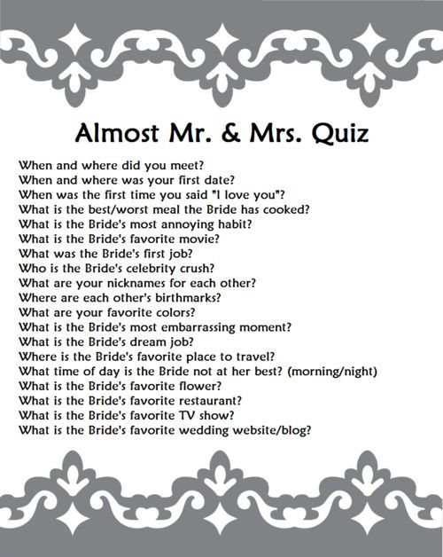 Couple Quiz For Wedding