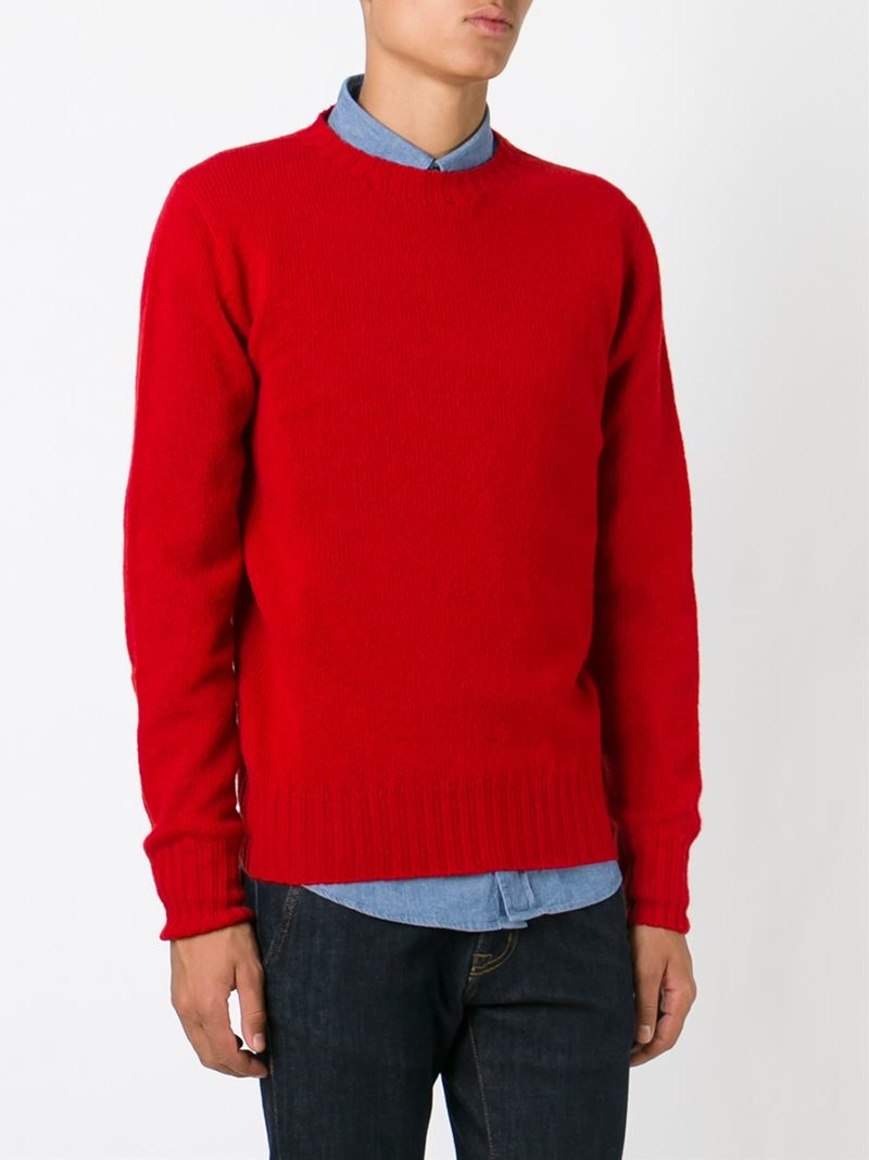 Crew Neck Sweater In Red
