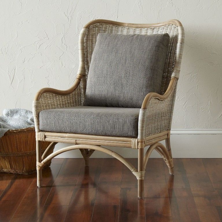 Esme Upholstered Accent Chair With Rattan Arms