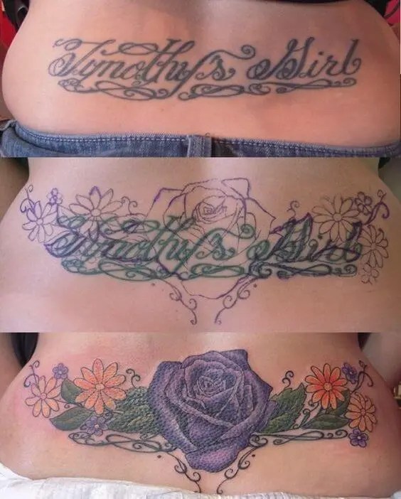 Floral Back Tattoo Cover Up