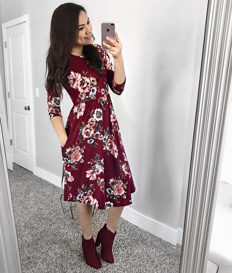 Floral Dress Winter Outfit