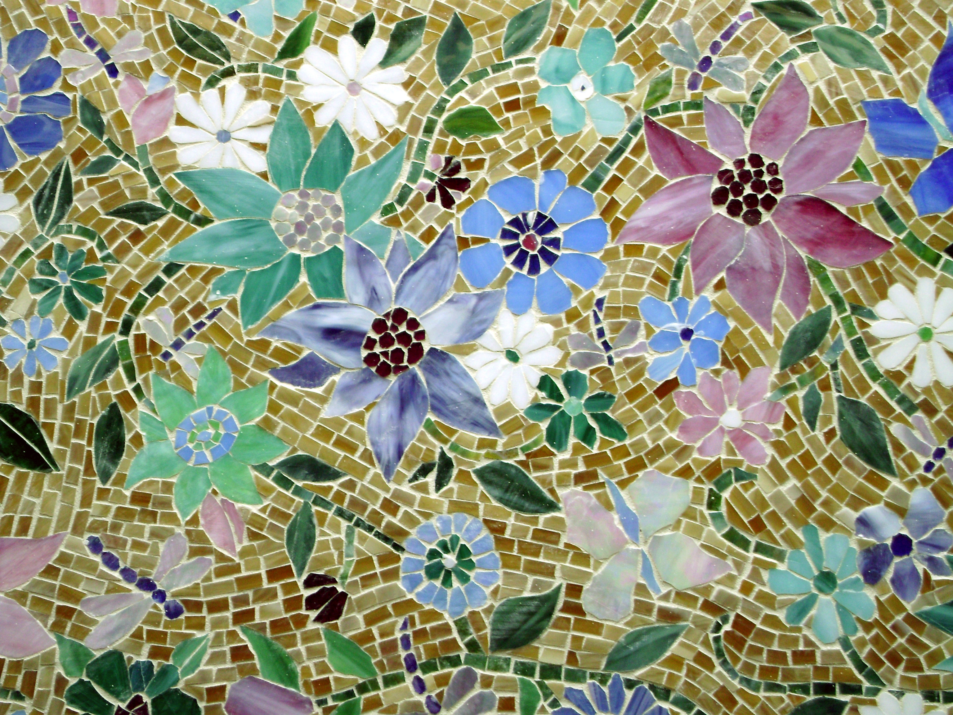 Floral Mosaic Tile Backsplash
