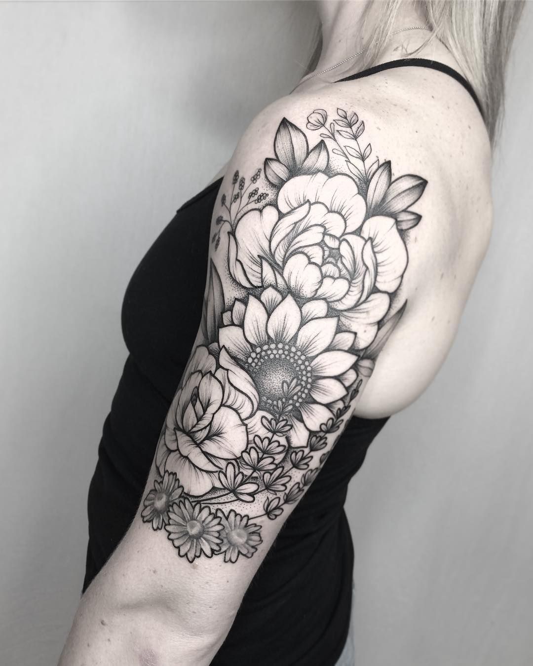 Floral Tattoo Black And White