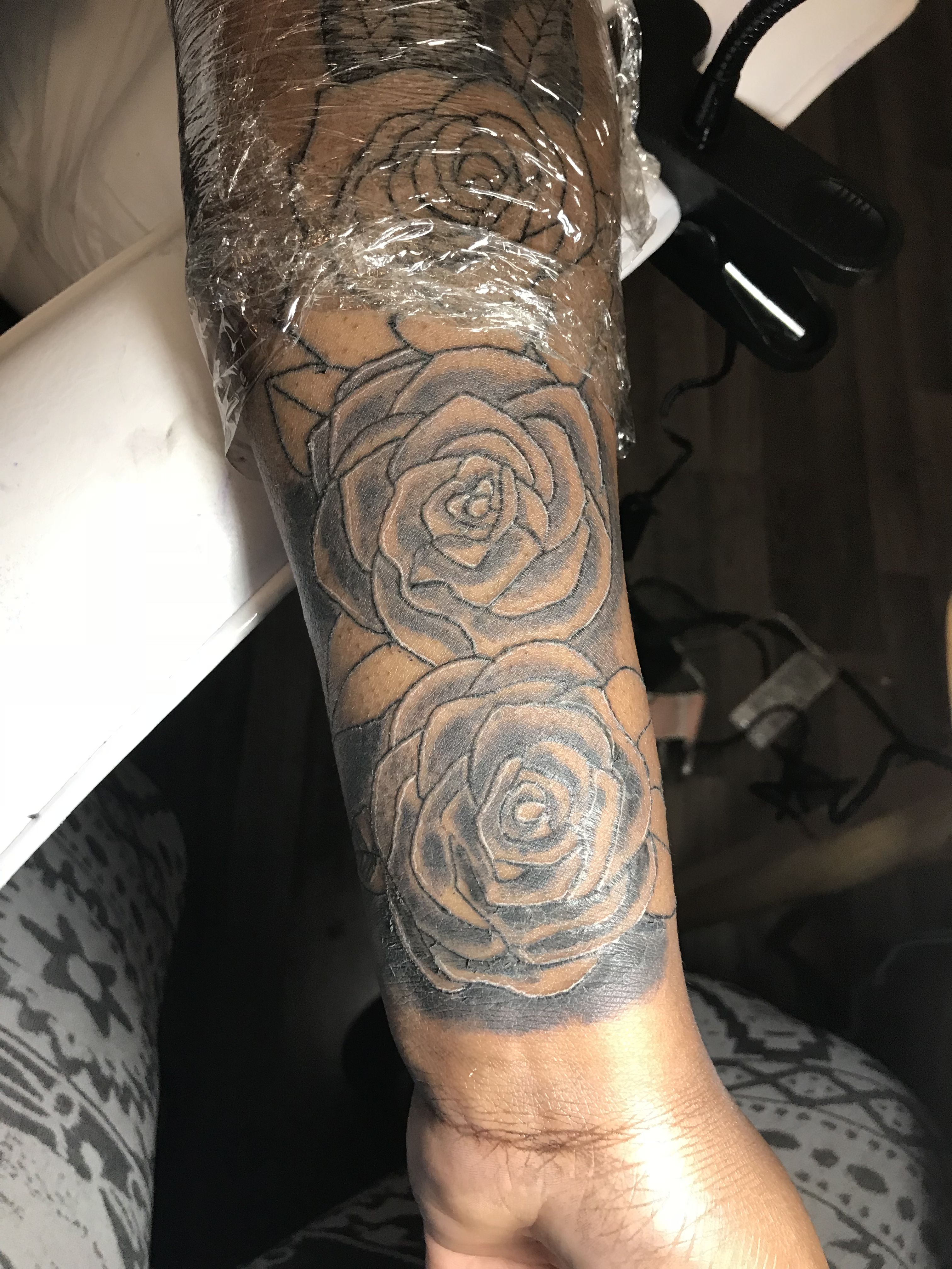 Floral Tattoo Dark Skin