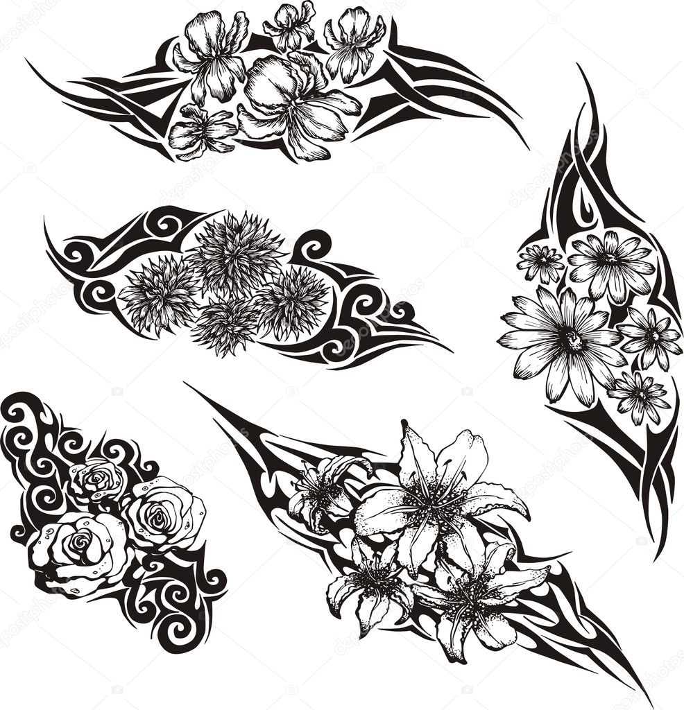 Floral Tattoo Designs Vector