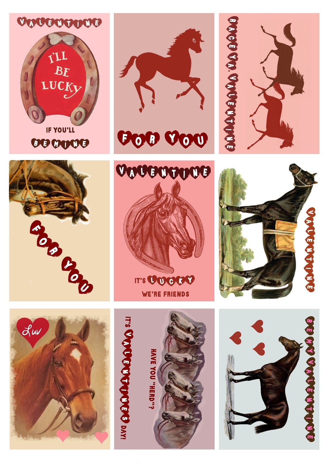 Free Printable Horse Valentines