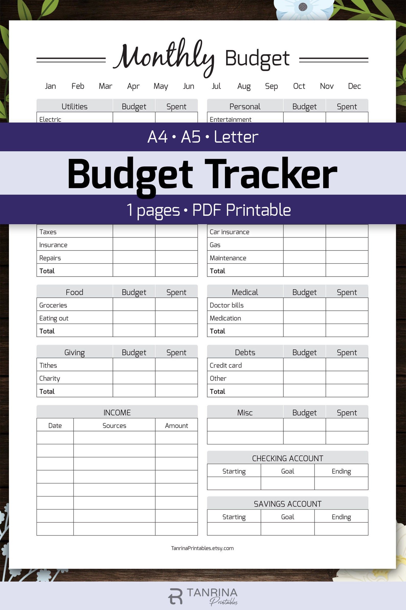Free Printable Monthly Financial Planner