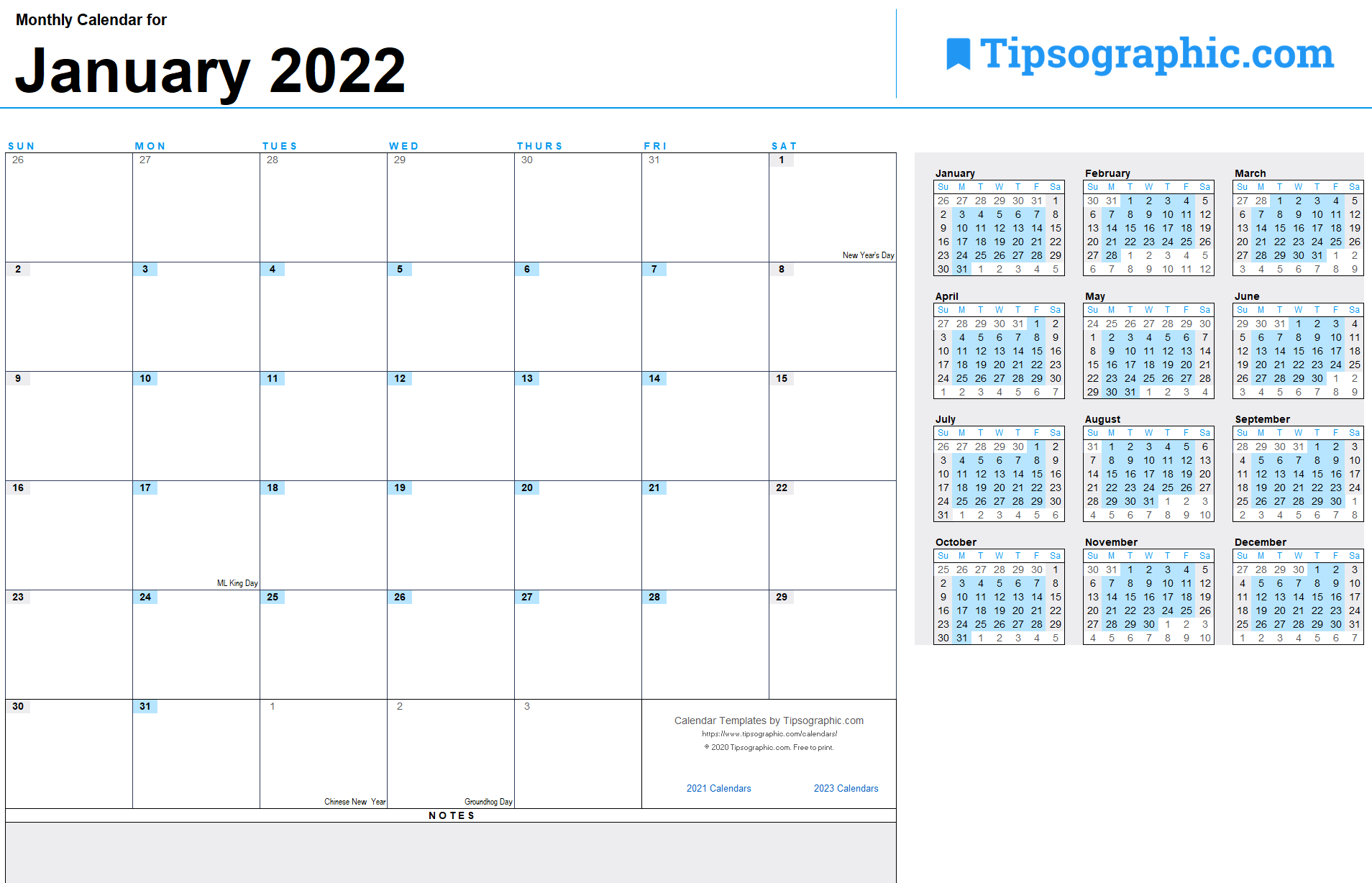 Free Printable Monthly Planner Calendar 2022