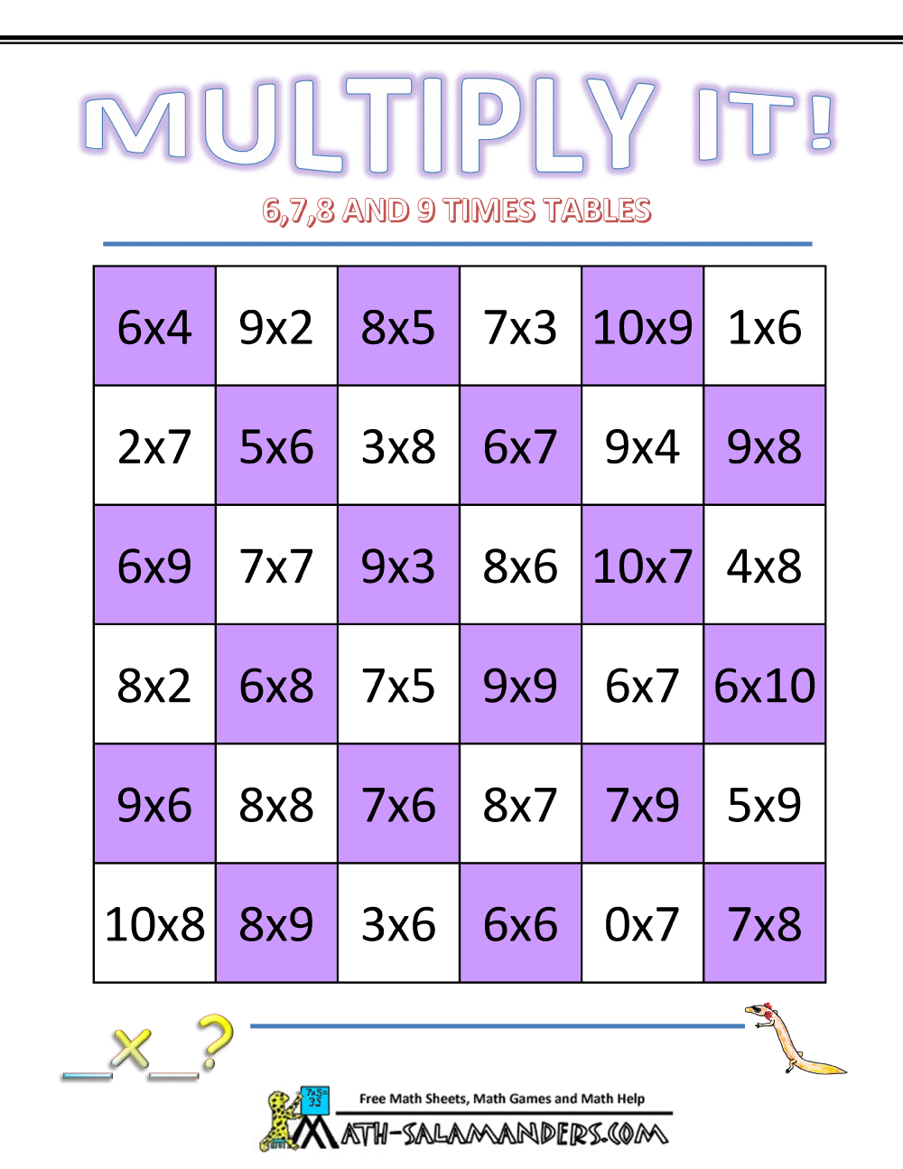 Free Printable Multiplication Board Games