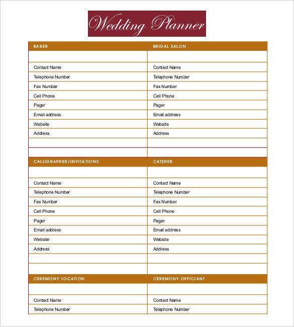 Free Printable Wedding Planner Guide