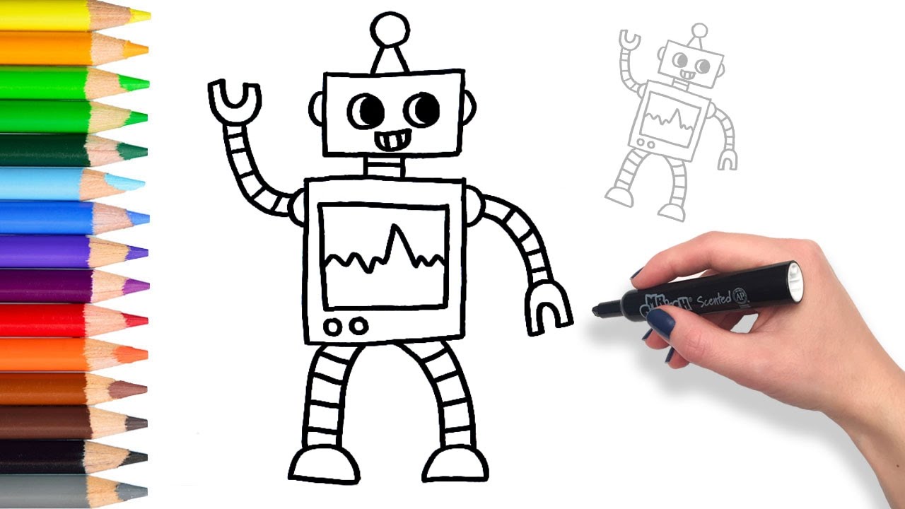 How To Draw A Cartoon Robot