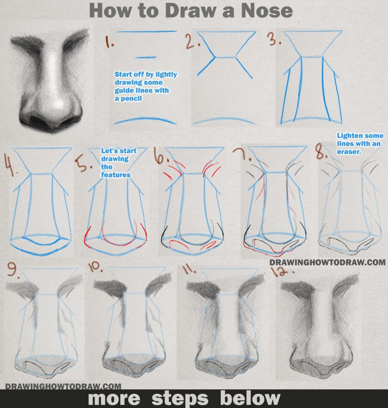 How To Draw A Realistic Nose From The Front