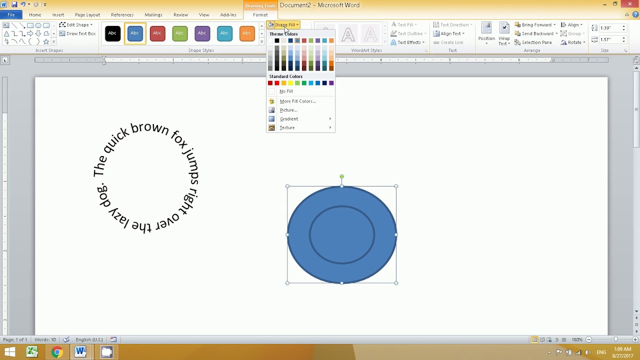 How To Draw A Semi Circle In Word