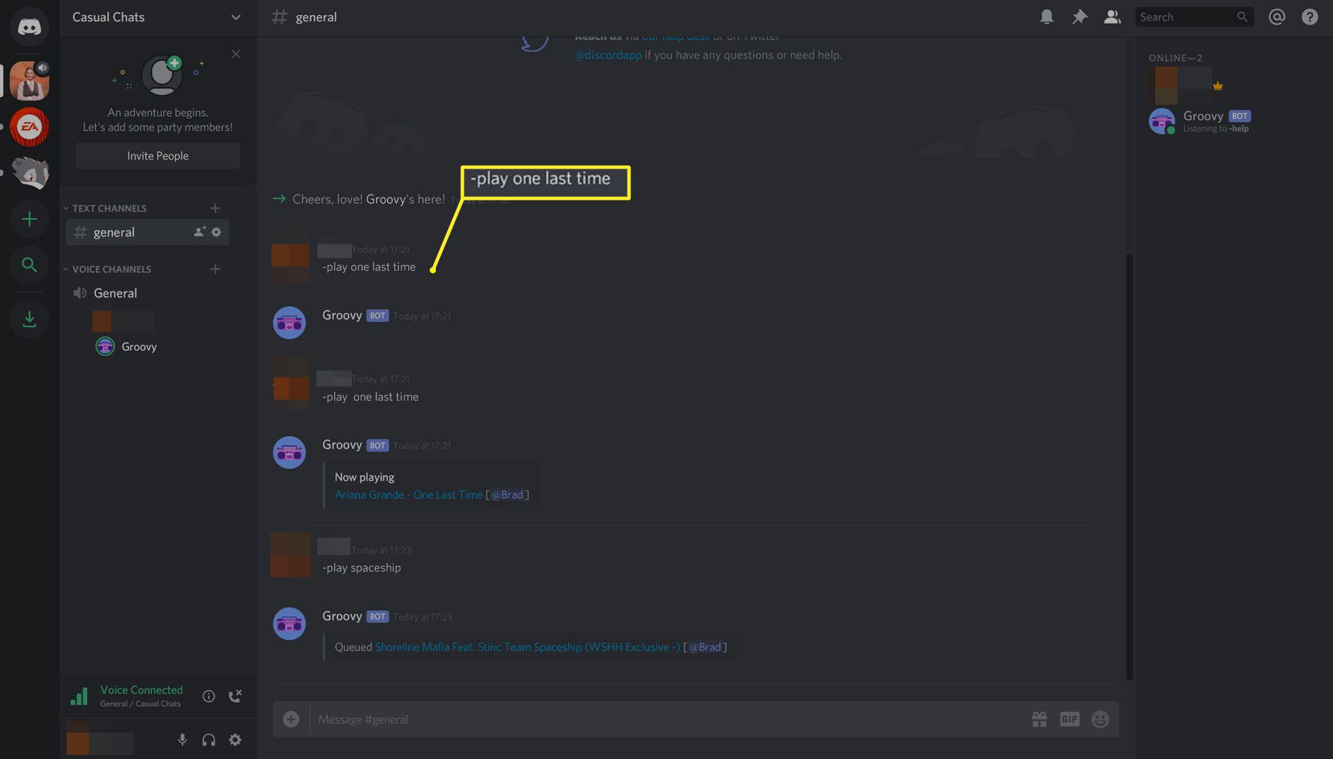 How To Put Groovy Bot In Discord