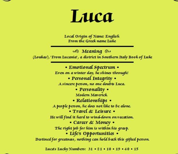 Meaning For Luca