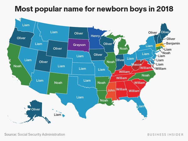 Most Popular Baby Names By State