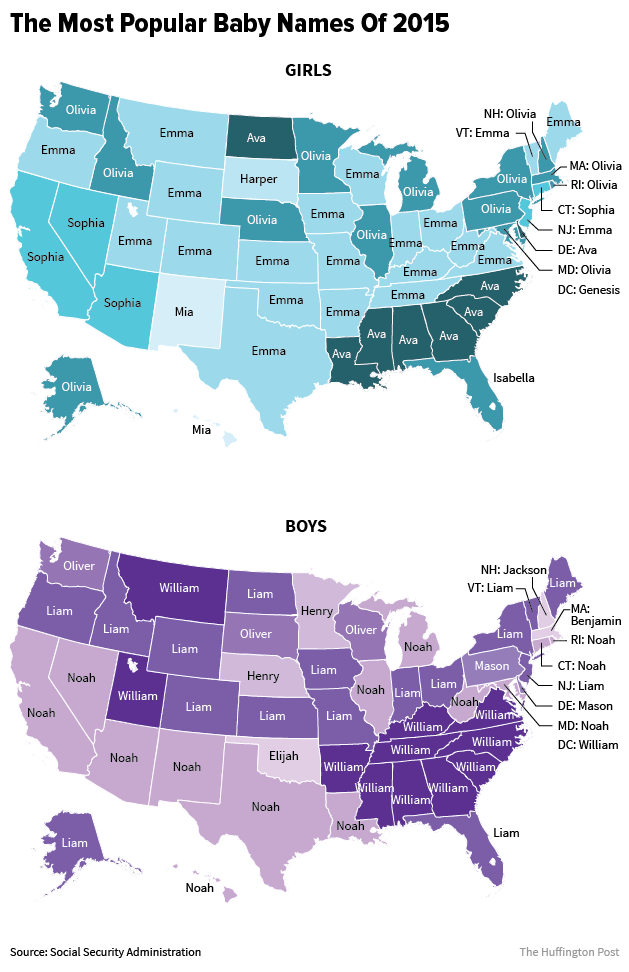 Most Popular Baby Names Per State