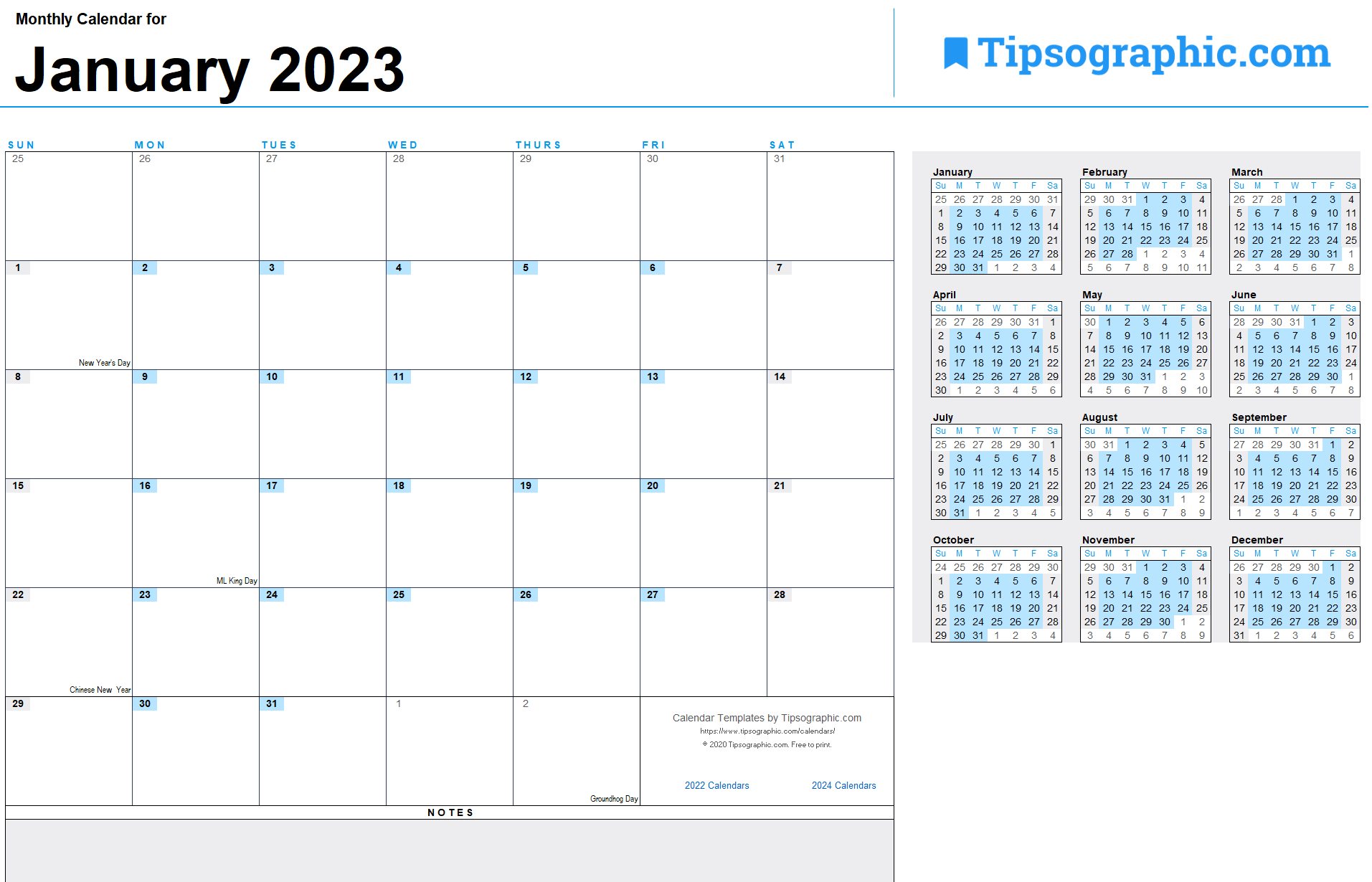 Printable Calendar Excel 2023