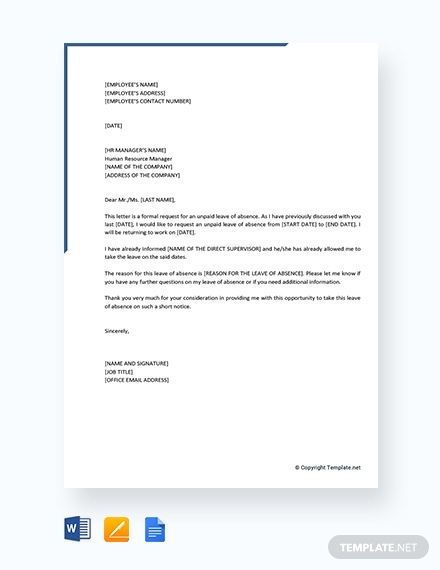 Sample Letter For Covid Leave