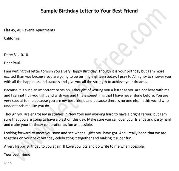 Sample Letter Of Greetings For A Friend