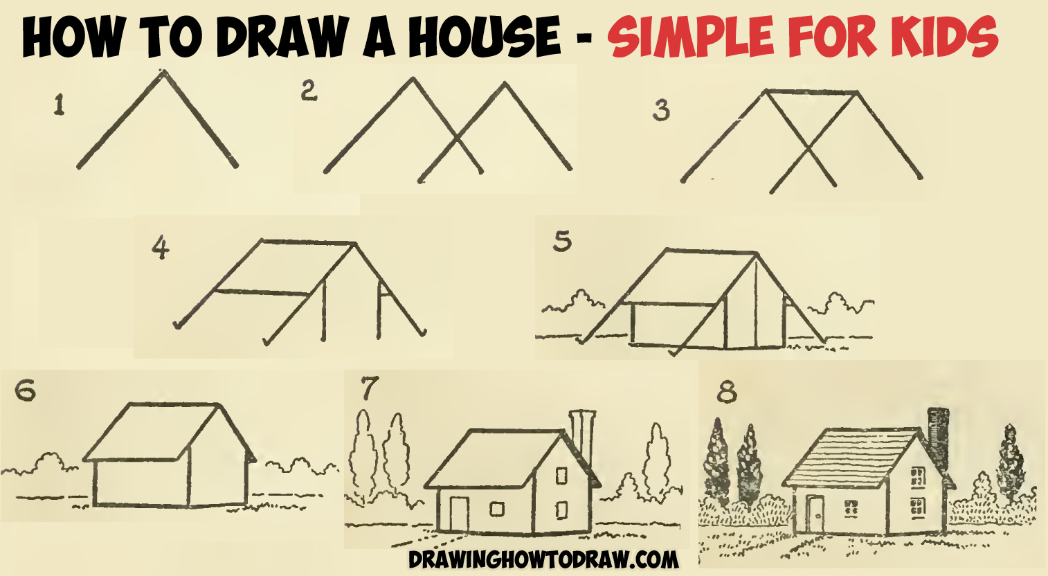 Simple House Drawing Step By Step