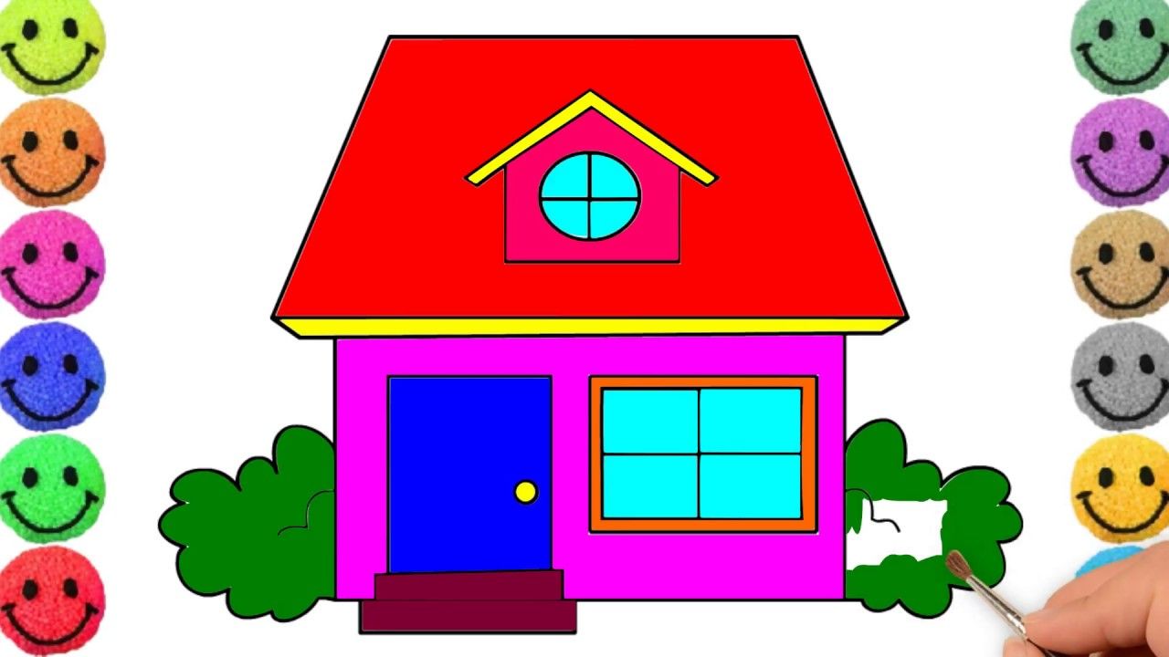 Simple House Drawing With Color