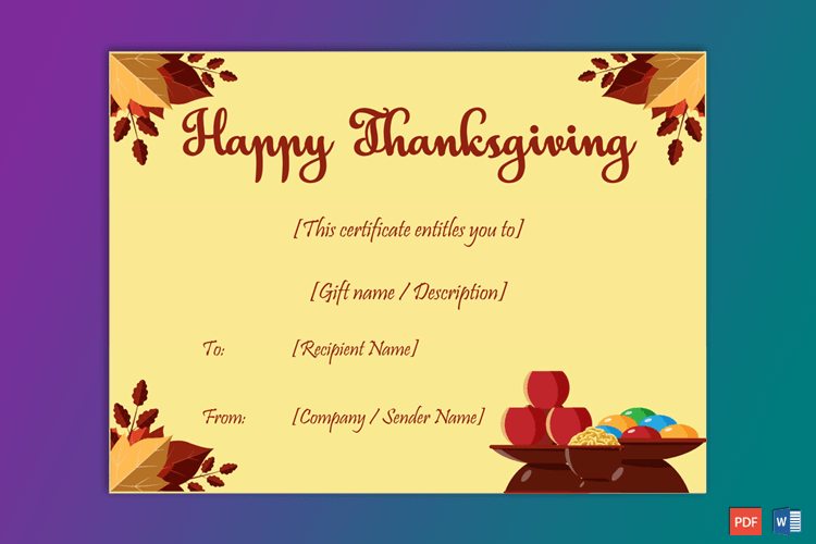 Thanksgiving Gift Certificate Template