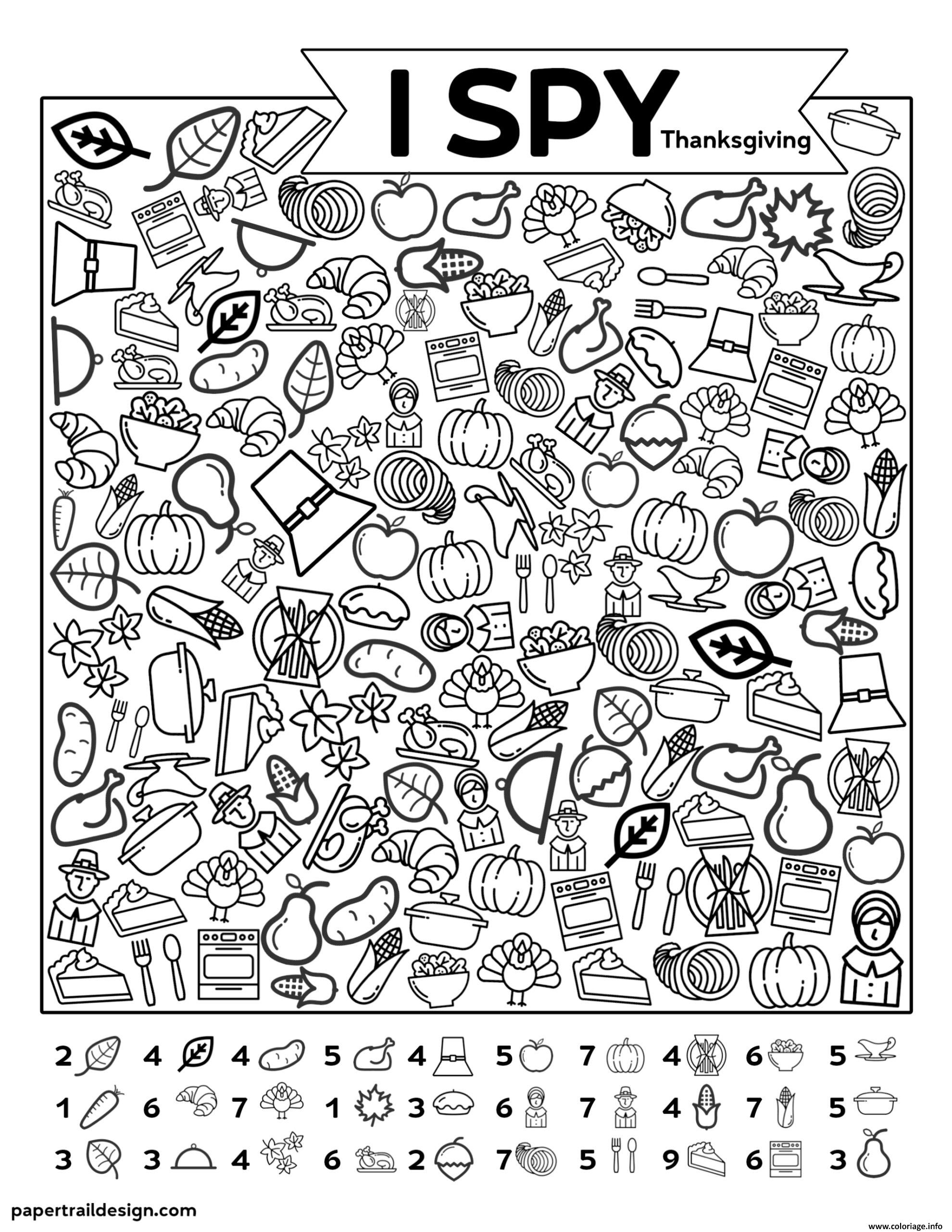 Thanksgiving I Spy Coloring Page