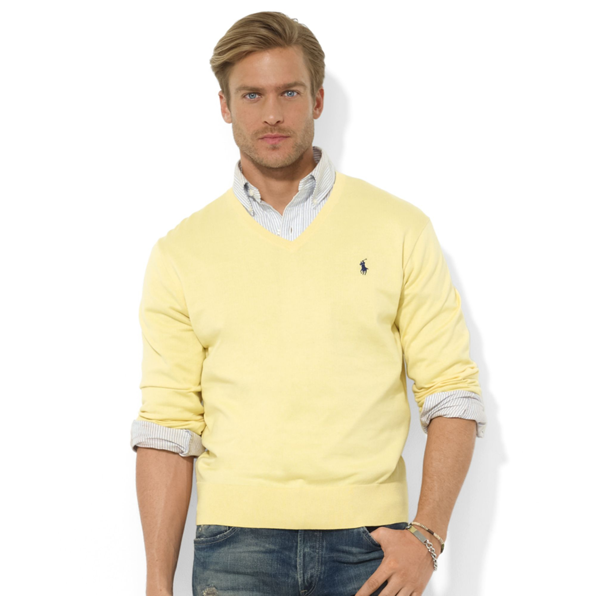 V Neck Yellow Sweater