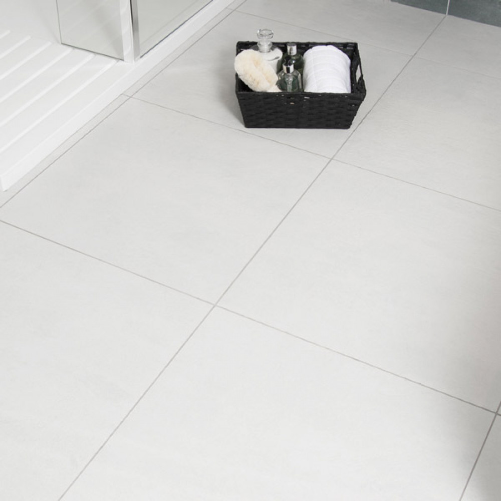 White Porcelain Bathroom Floor Tiles