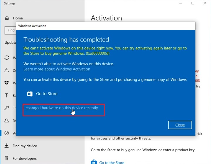 Windows 10 Activation After Hardware Change