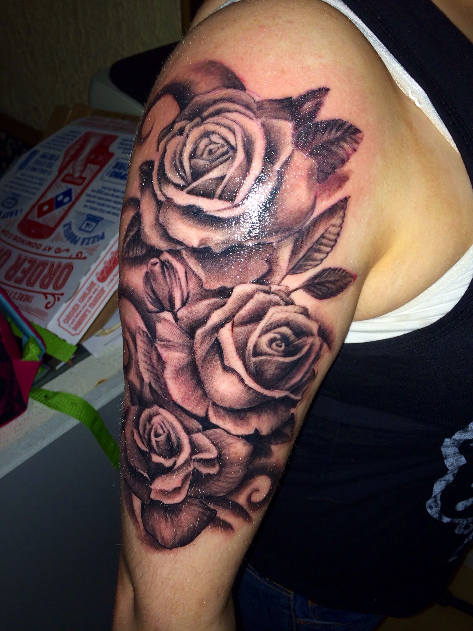 Womens Rose Arm Sleeve Tattoo