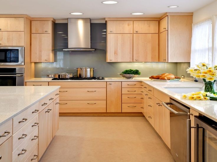 Wood Kitchen Cabinets With White Countertops